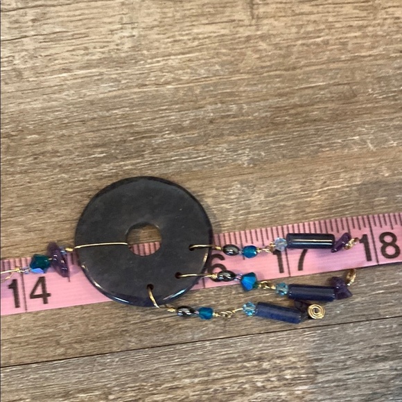 Amethyst Beaded Celestial Inspired Handmade Necklace with Circular Pendant - Picture 13 of 16